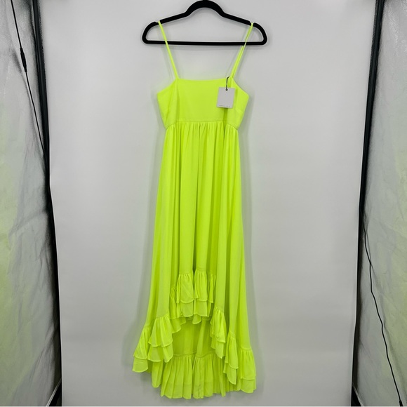 NWT Kleid For Her Neon Yellow High Low Midi Maxi Dress Asymmetrical Size XS - Picture 8 of 13
